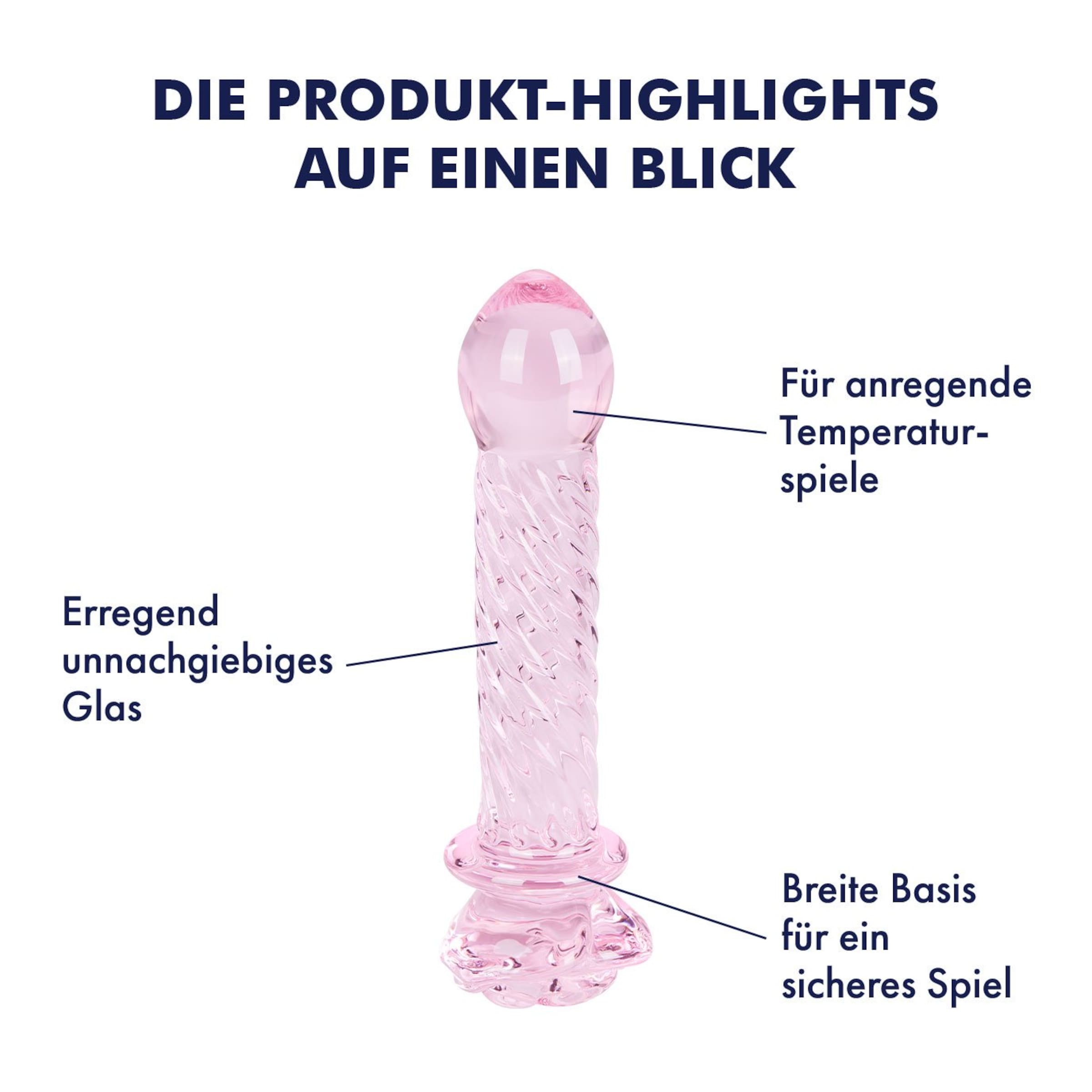 Glasdildo mit Rose, 14,5 cm