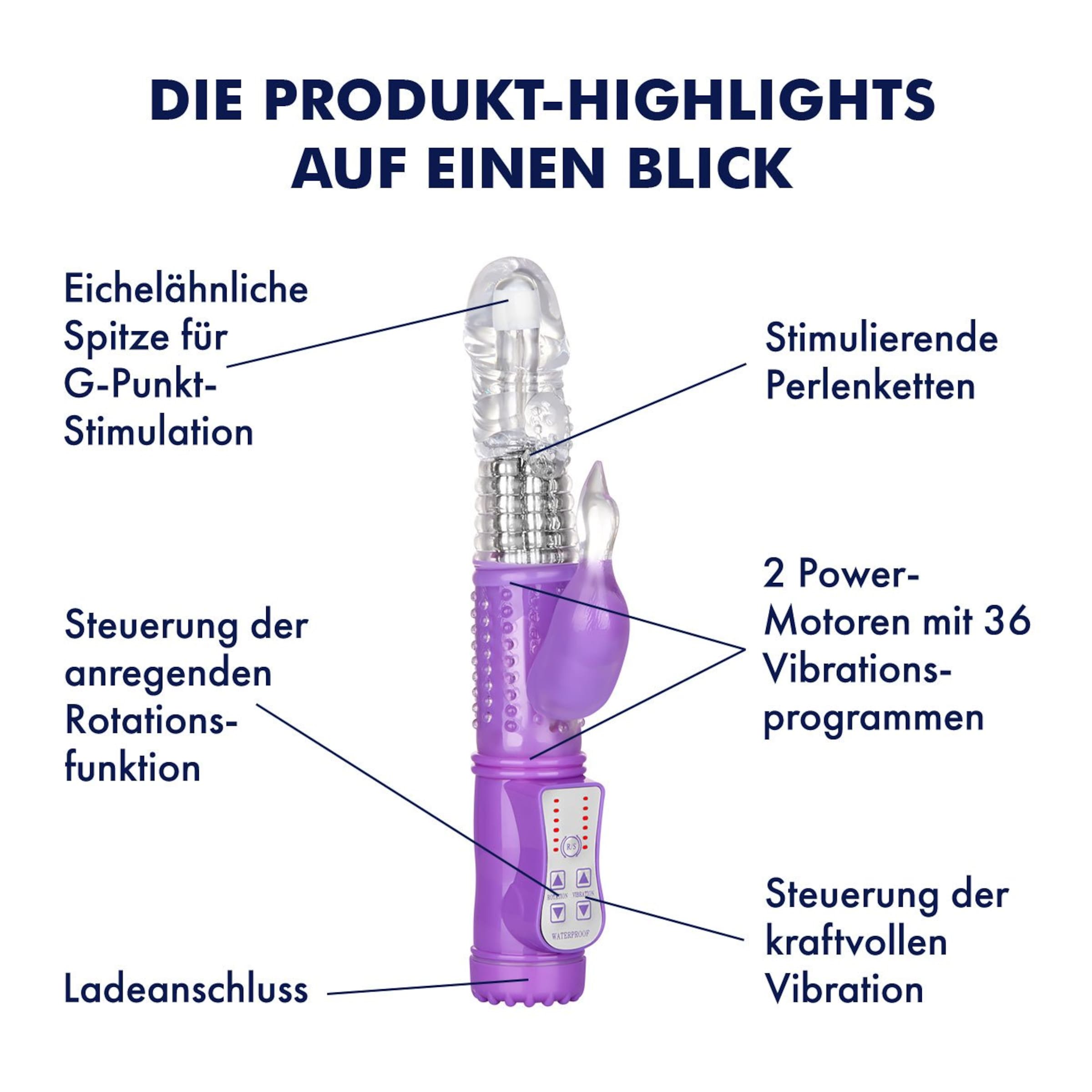 Rotierender Perlen vibrator wieder aufladbar, 23 cm