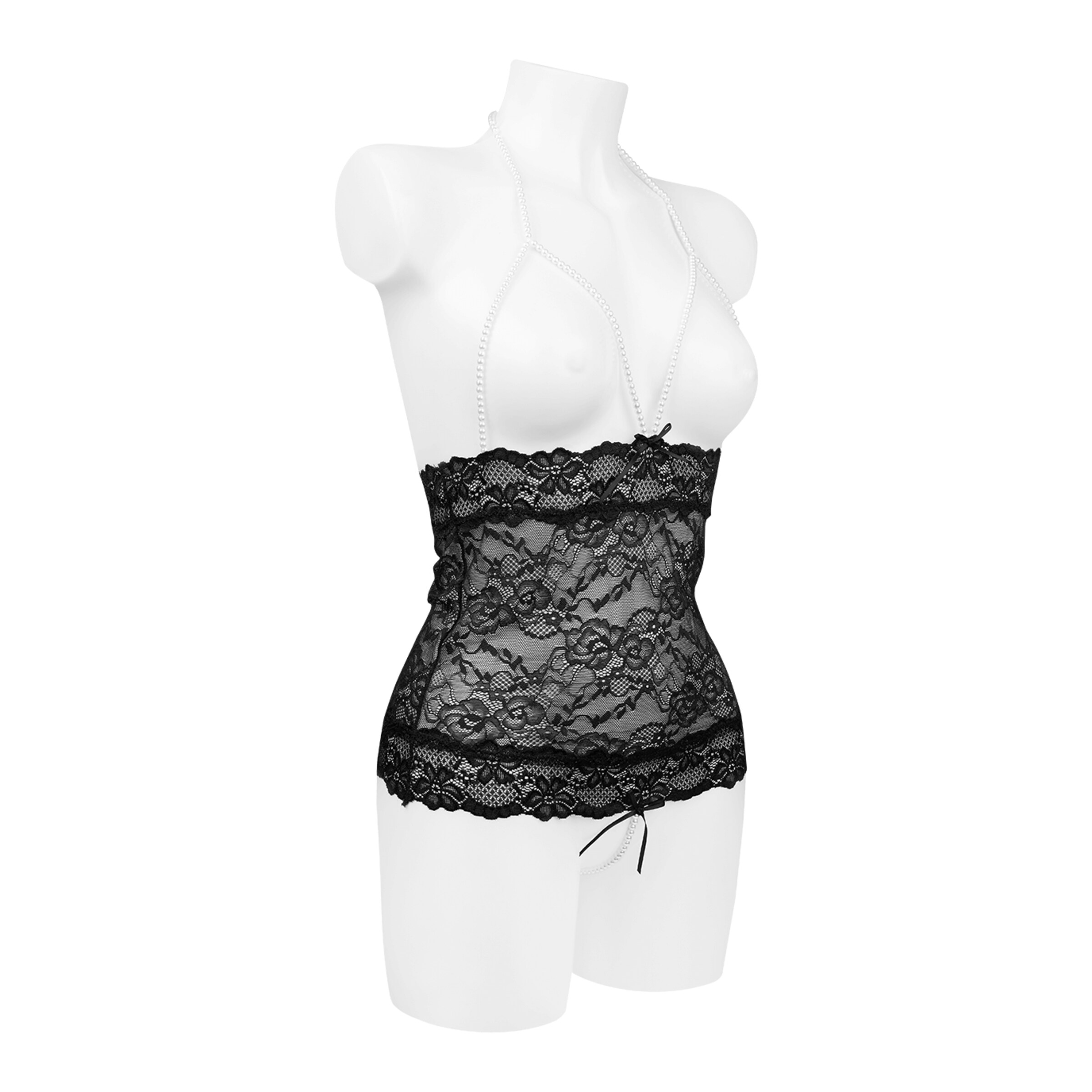 'Strung Along - Pearl Crotchless Teddy' schwarz M/L ️ online bestellen