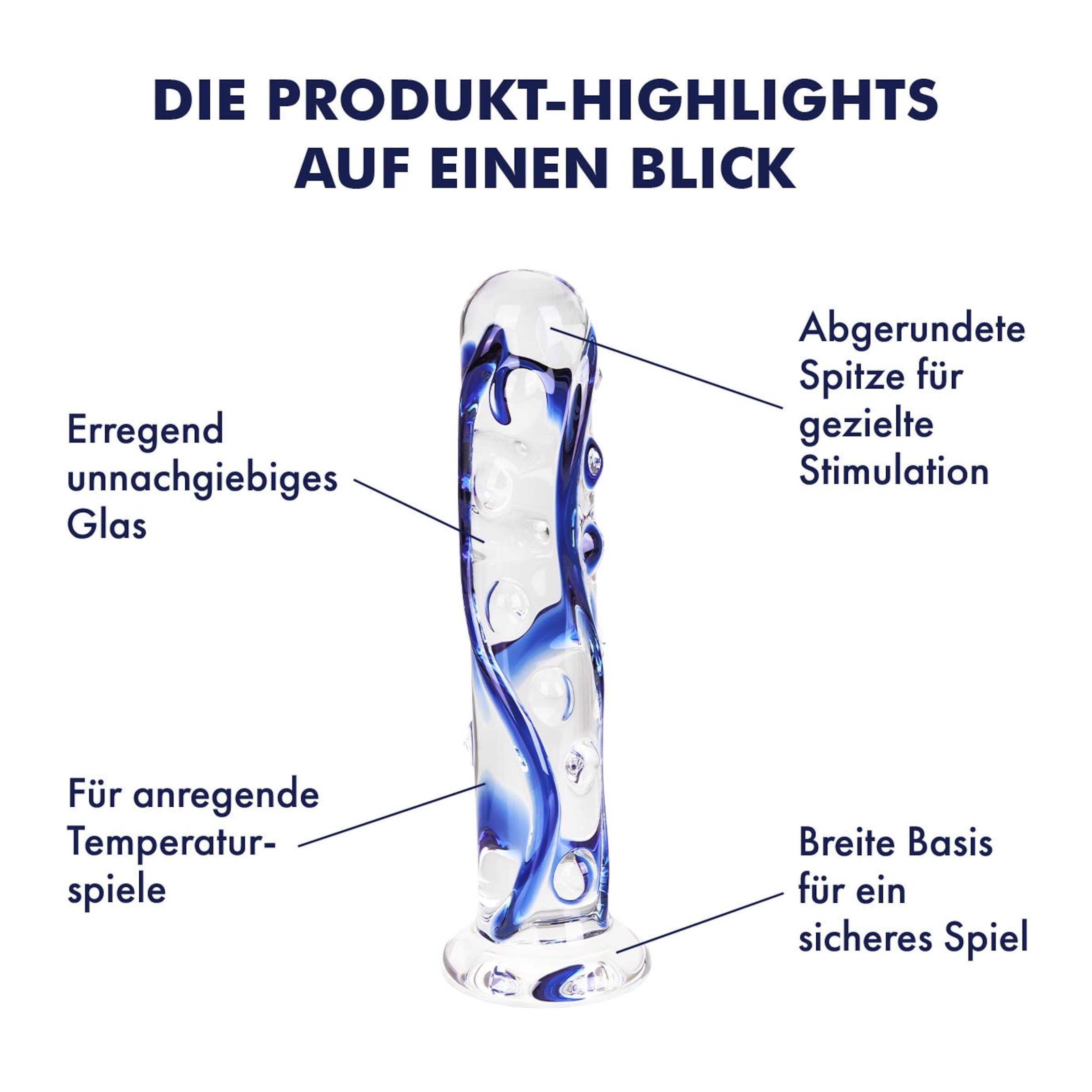 Glasdildo mit Noppen, 16 cm