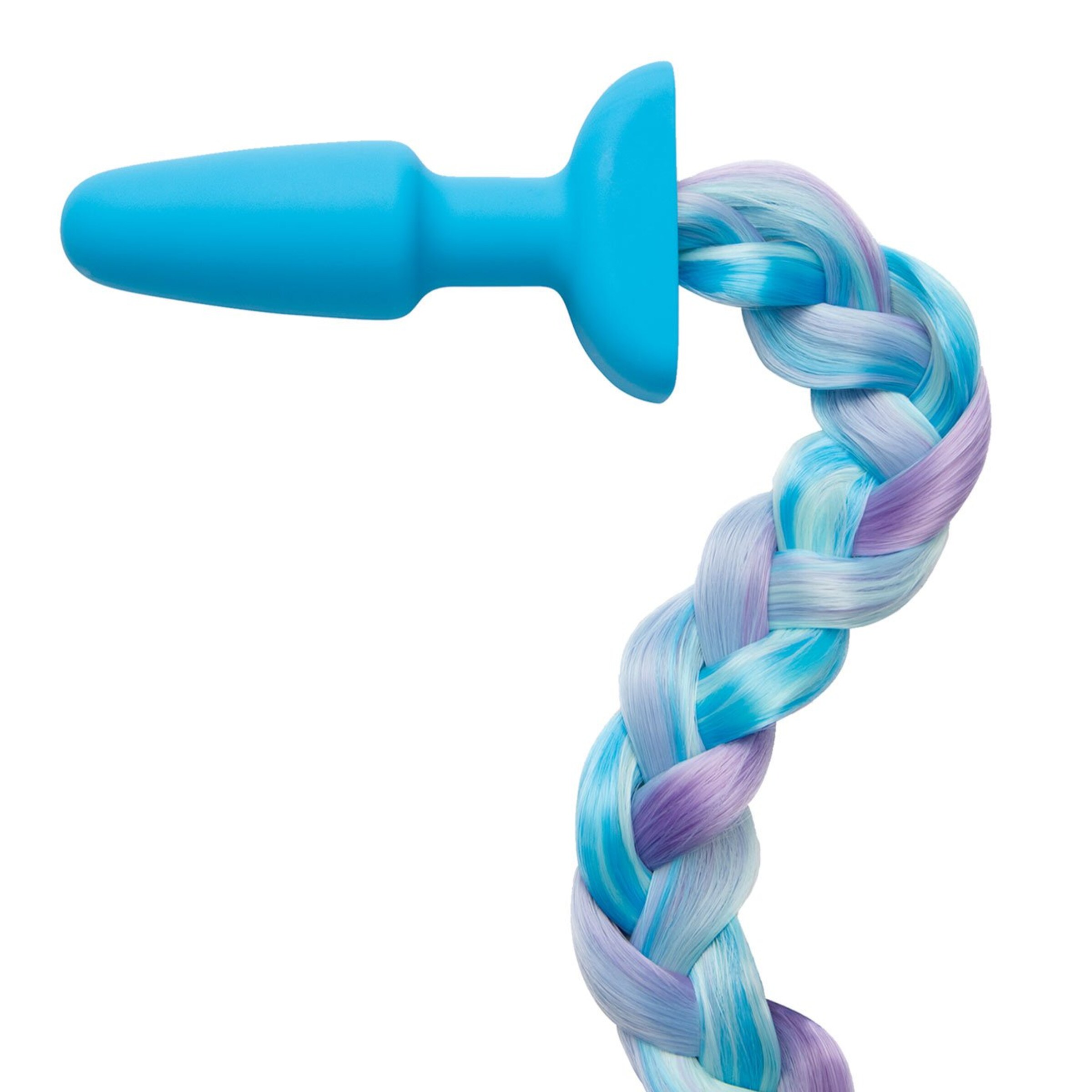 Anale plug WHIPSMART 4.9 INCH SILICONE PLUG WITH PLAY TAILS UNICORN TAILlichtblauw