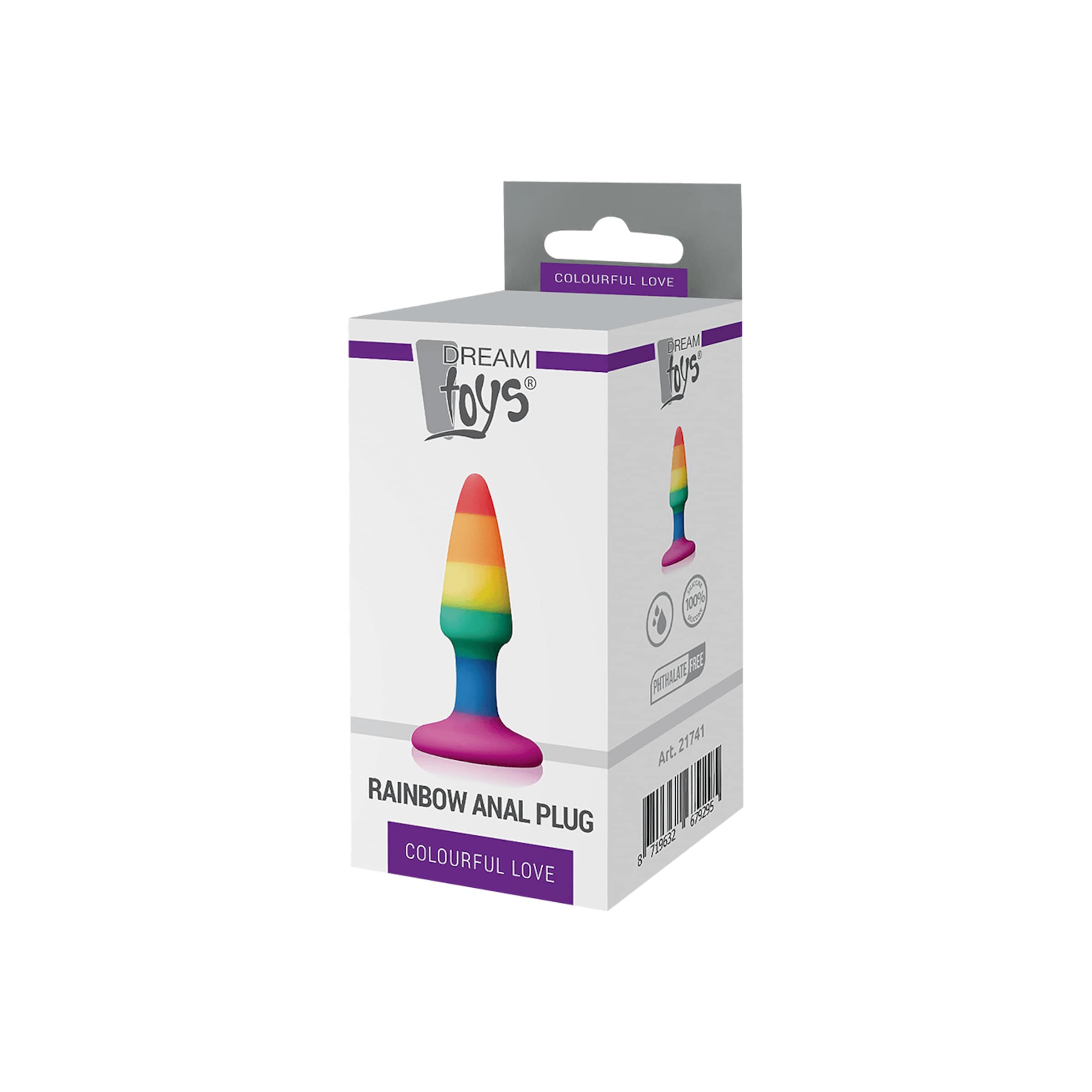 Rainbow Anal Plug, 9 cm