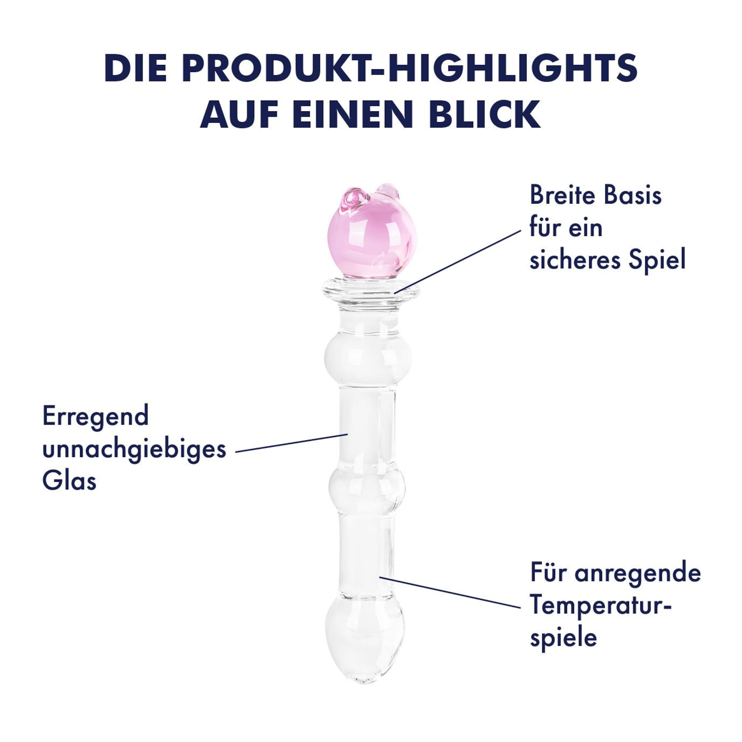 Glasdildo mit Bärchen Applikation, 18 cm