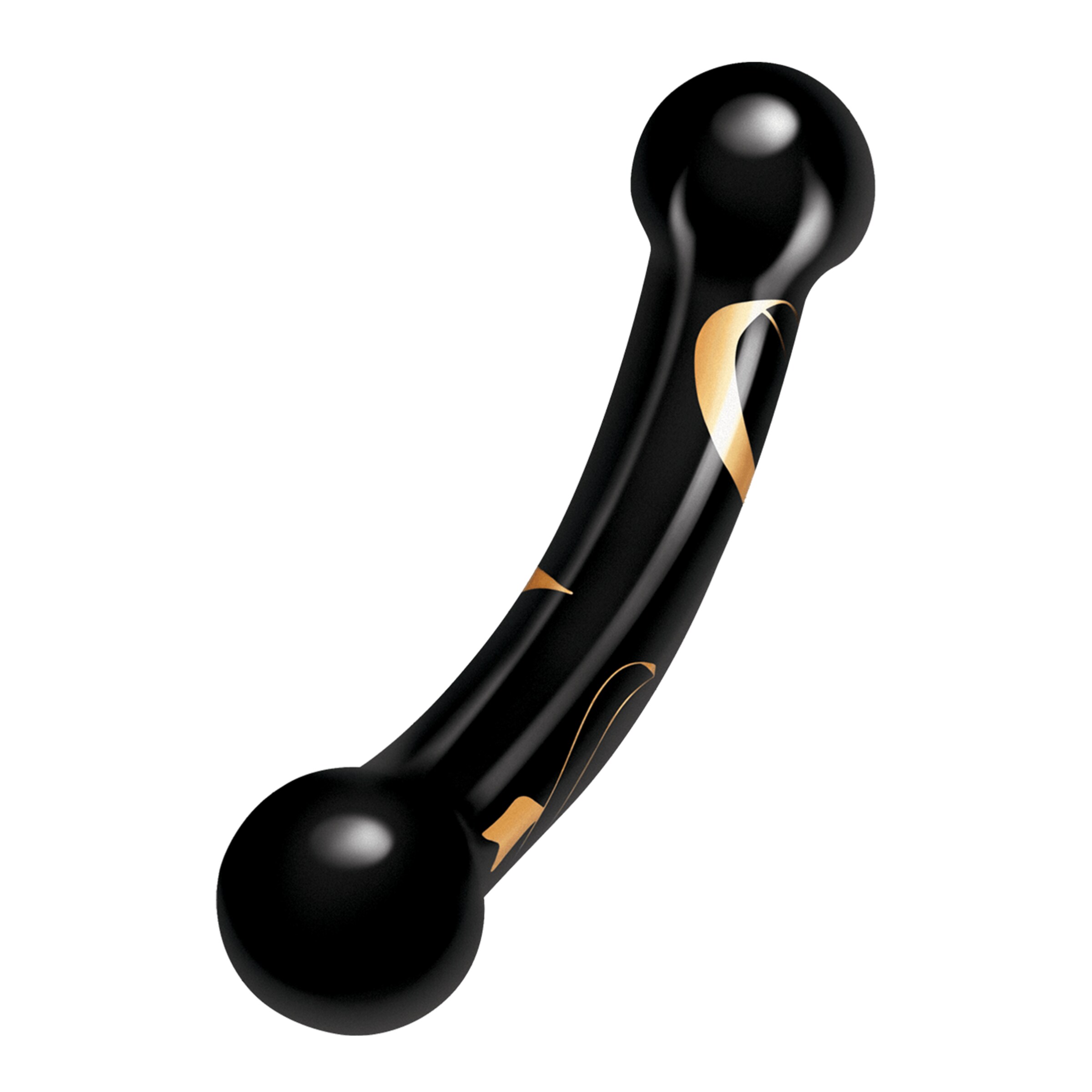 SECRET KISSES 5.5" HANDBLOWN DOUBLE ENDED DILDO zwart
